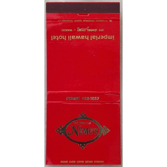 Universal Match Other - Captain Nemo’s Honolulu Hawaii Matchbook Cover Waikiki Discotheque Engine Room